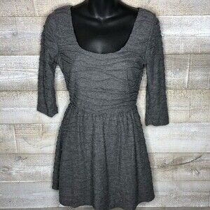 Three Pink Hearts small grey 3/4 sleeve sweater mini dress